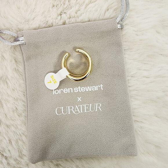 Loren Stewart Deux Open Stacked Double Band Ring - Size 7 - Gold Plated NWT - Picture 8 of 11